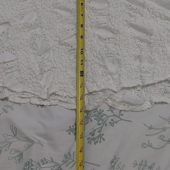 Finesse Teya White lace pattern Eyelet Flowy mini Skirt Cottagecore Coastal - Picture 9 of 12